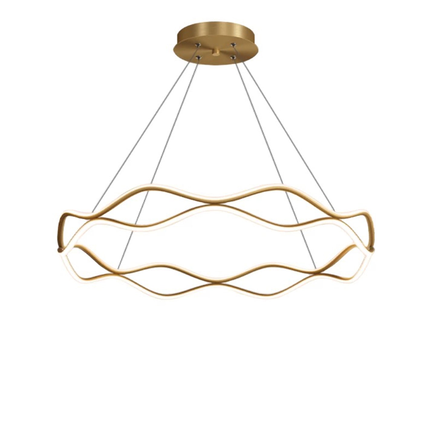 Ailiebe Design® LED Pendelleuchte Esstischlampe Deckenleuchte Dimmbar mit Fernbedienung mit Memory Funktion Durchmesser 40cm Höhe 40-120cm Verstellbar Goldfarbe Welle Krone ADLEDD022N