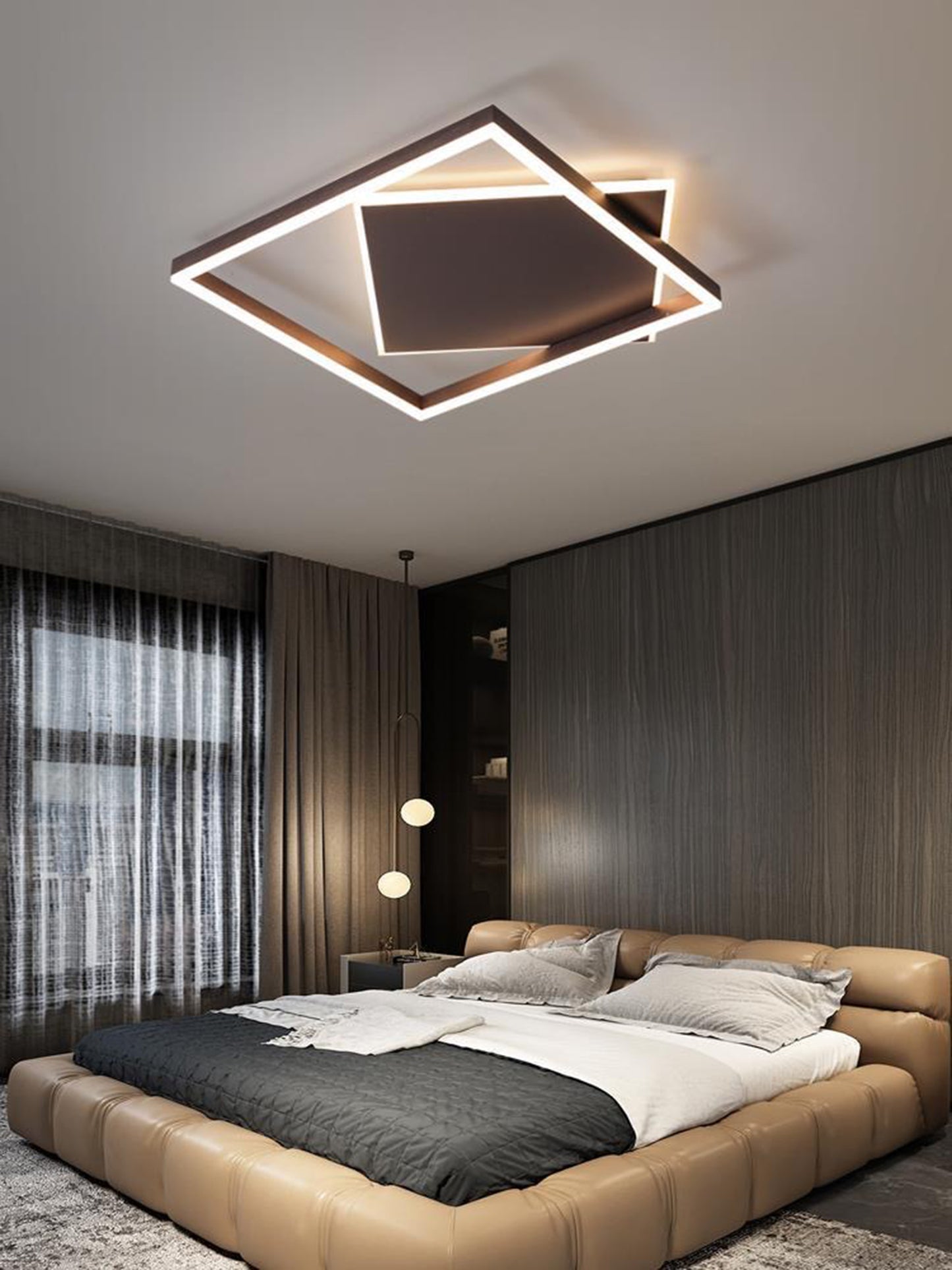 Ailiebe Design® LED-Deckenleuchte Dimmbar mit Fernbedienung mit Memory Funktion Modern Quadratisch Schwarz ADLEDD028