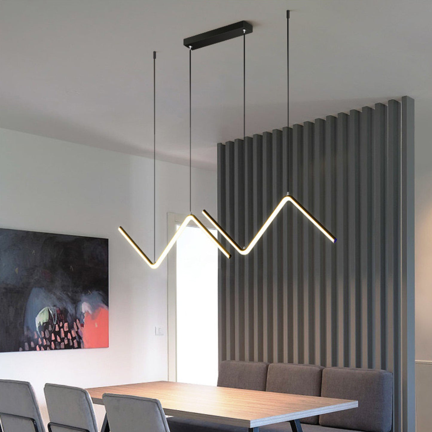 Ailiebe Design® LED-Pendelleuchte Esstischlampe Deckenleuchte Dimmbar mit Fernbedienung mit Memory Funktion Breite 90cm Länge 40-120cm Verstellbar Schwarz AILIEBE021