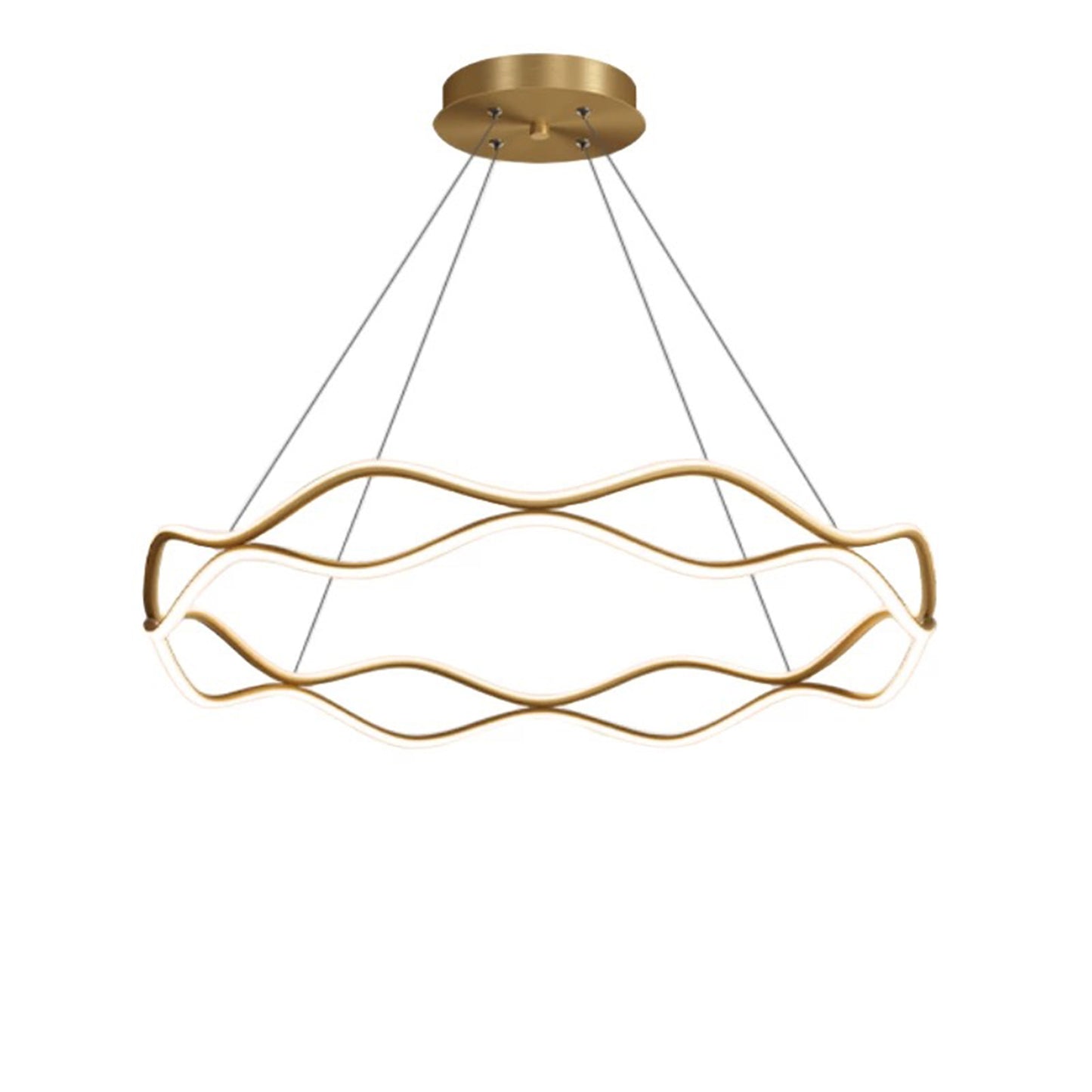 Ailiebe Design® LED Pendelleuchte Esstischlampe Deckenleuchte Dimmbar mit Fernbedienung mit Memory Funktion Durchmesser 40cm Höhe 40-120cm Verstellbar Goldfarbe Welle Krone ADLEDD022N