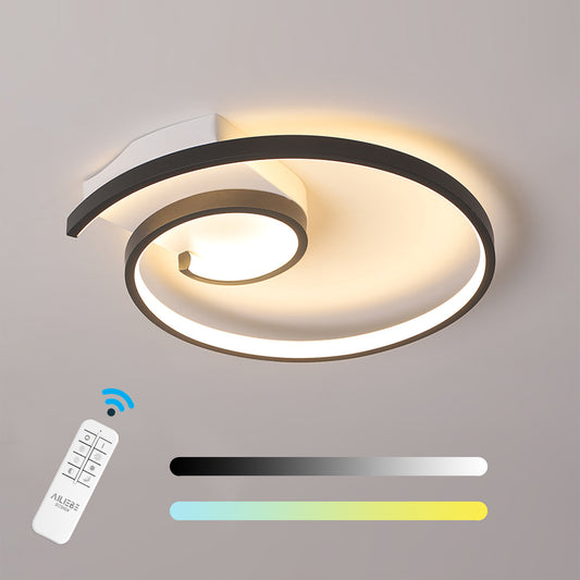 Ailiebe Design® LED-Deckenleuchte Dimmbar mit Fernbedienung mit Memory Funktion Modern Kreativ Durchmesser 40cm Spirale Schwarz ADLEDD026